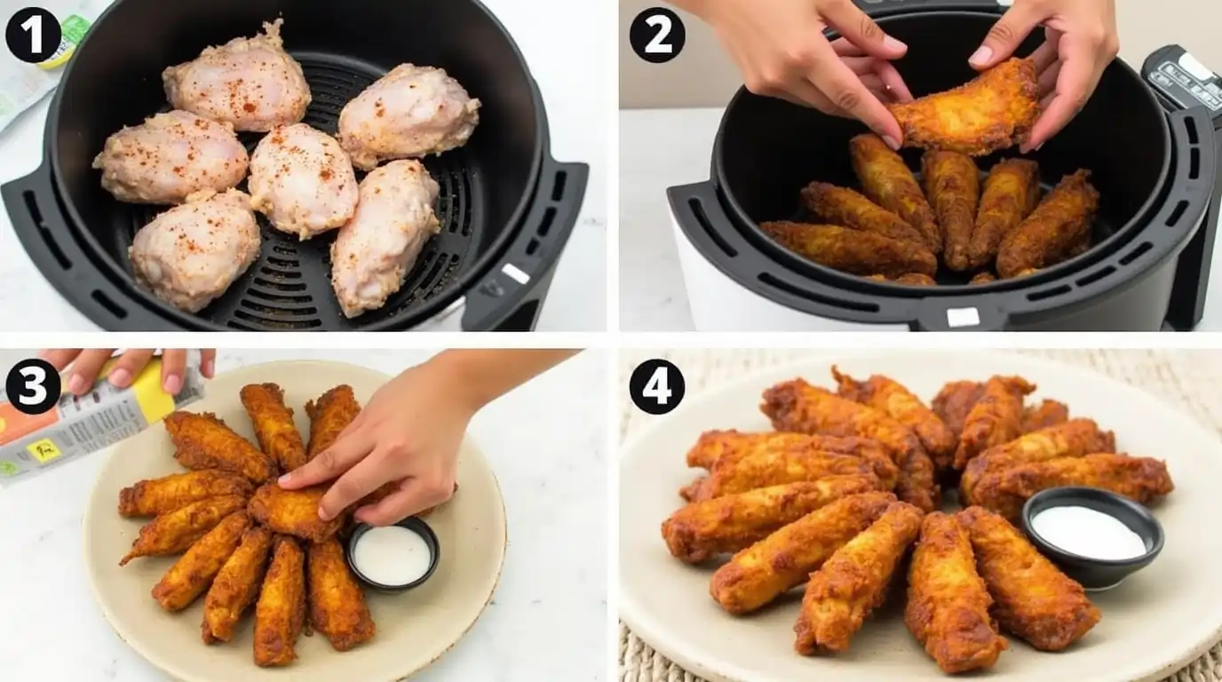 Step by step to make Air Fry Frozen Chicken Wings