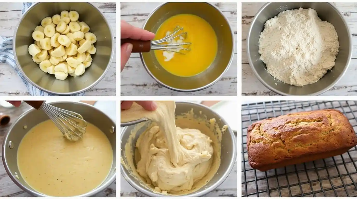 3 ingredient banana bread step by step