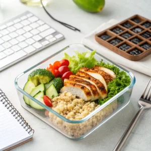 High protein lunch ideas for work with grilled chicken and quinoa