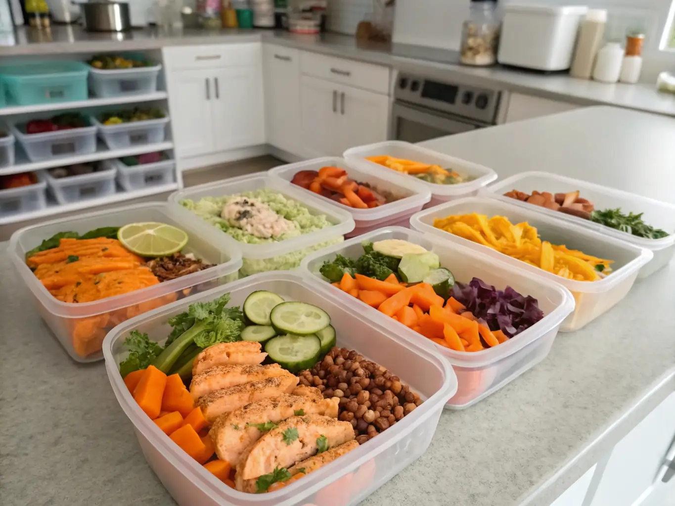 meal-prep-high-protein-work-lunches Meal prep high protein lunch ideas for work in reusable containers