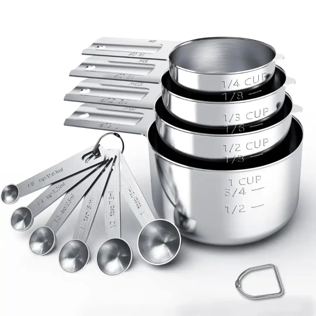 Stainless steel measuring cups and spoons set