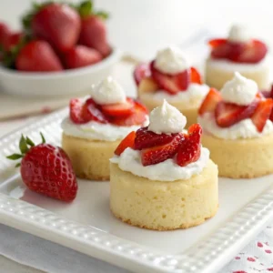 strawberry shortcake bites close-up on plate