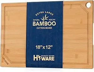 Extra-large bamboo cutting board by Hiware, eco-friendly and durable