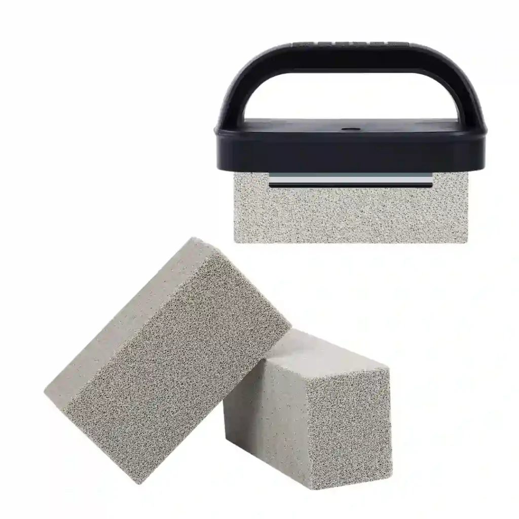 Griddle cleaning brick and pad set for maintaining clean Blackstone surface