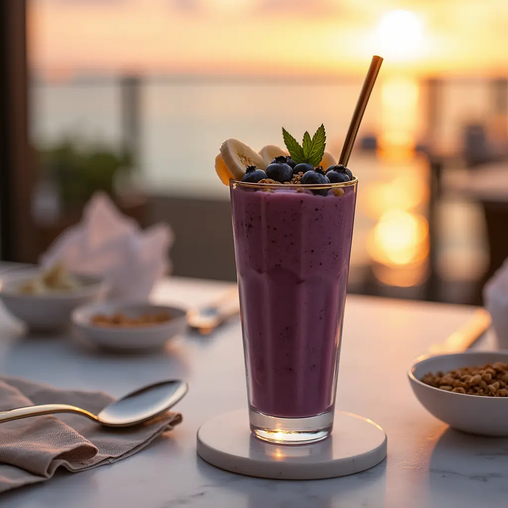 blueberry-smoothie-weight-loss Low-calorie blueberry and Greek yogurt smoothie post workout