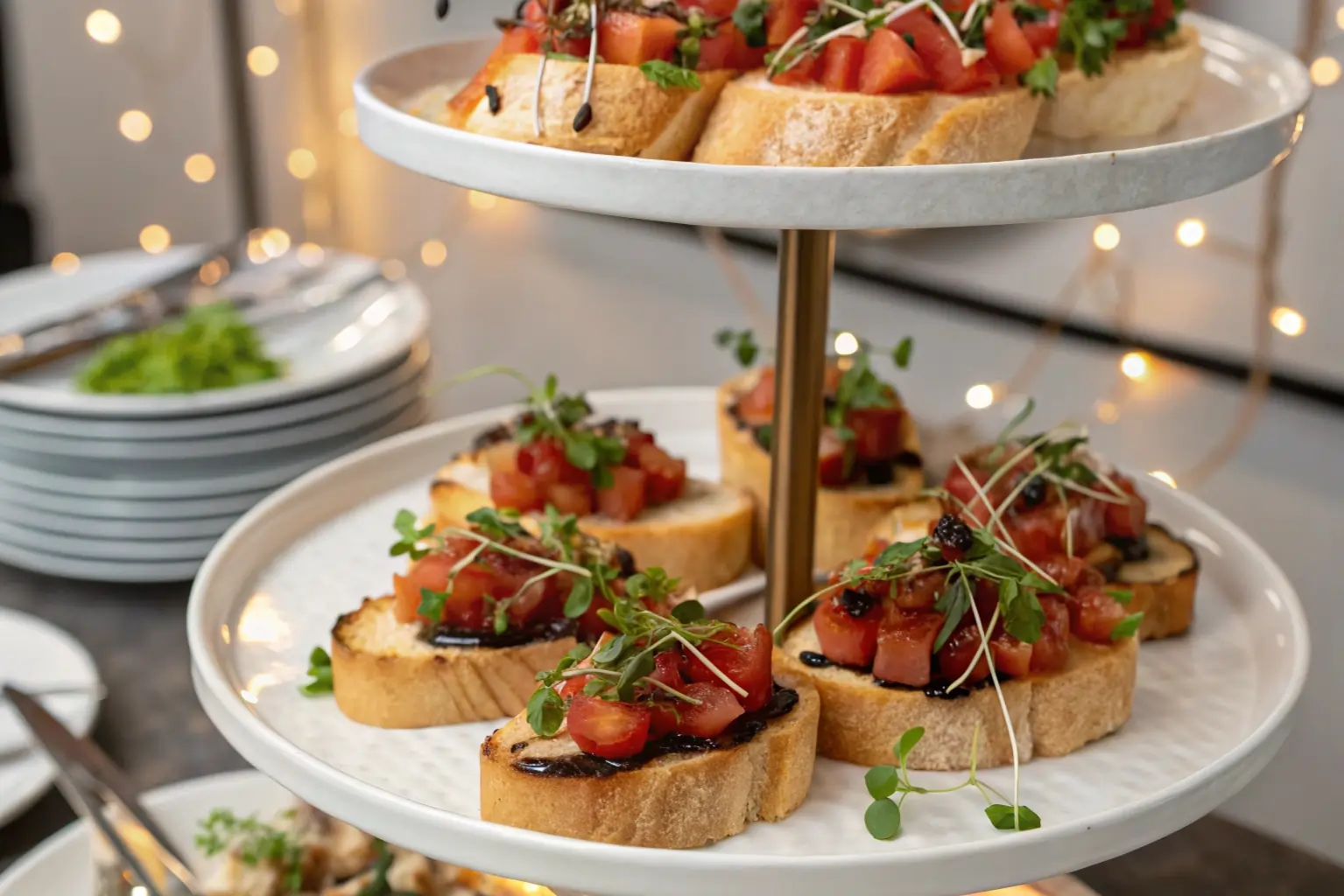bruchetta-appetizer-presentation Beautifully presented bruchetta appetizers for parties