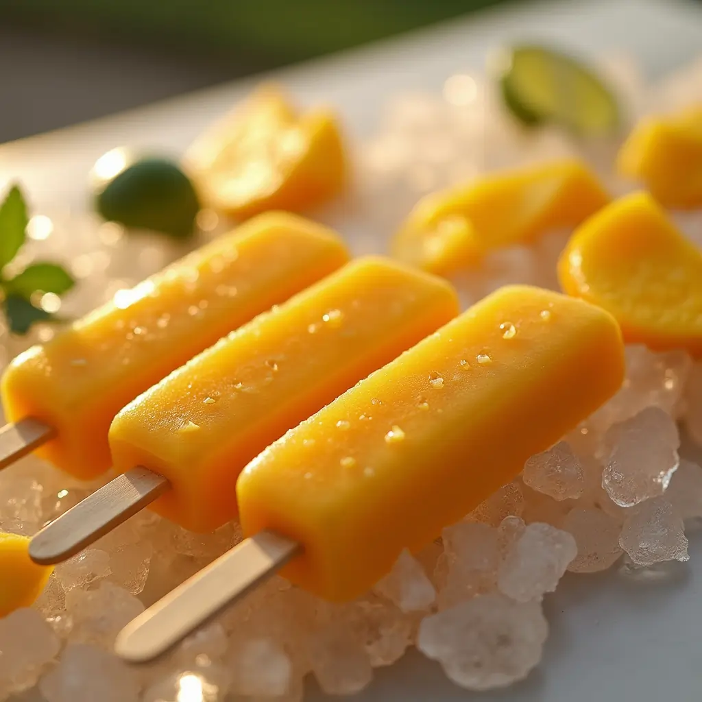 mango-ice-cream-sticks Mango ice cream sticks on crushed ice