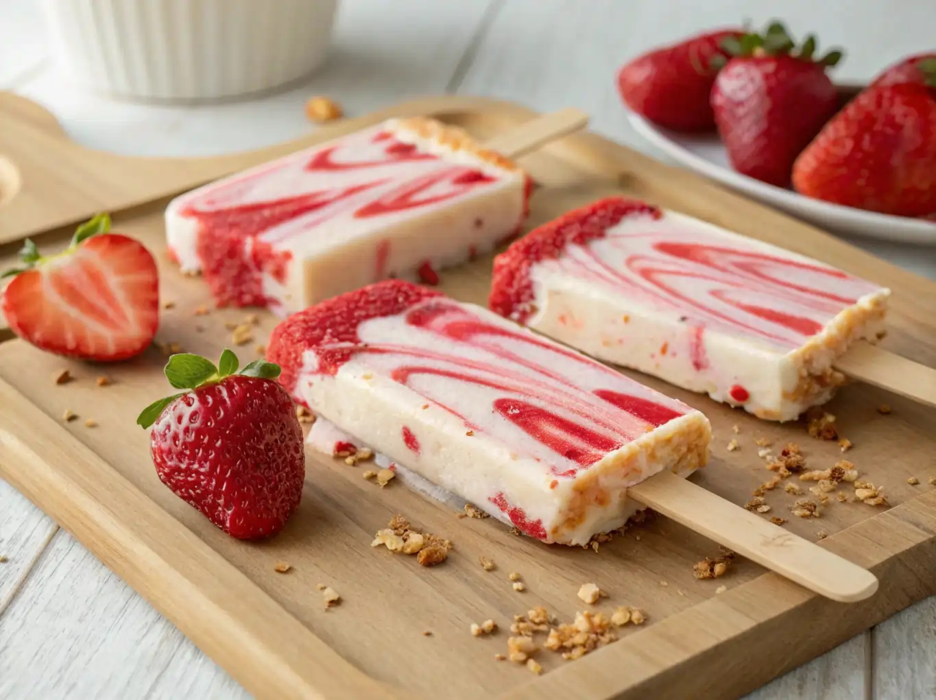 strawberry-shortcake-ice-cream-bars Homemade strawberry shortcake ice cream bars with crumble topping