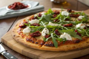 California pizza with fresh toppings and crispy crust